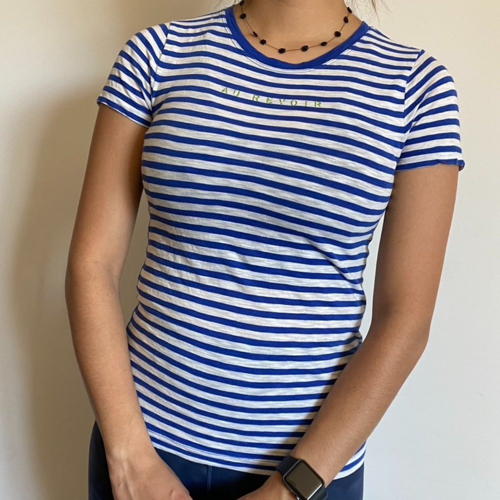 Stripped blue and white shirt